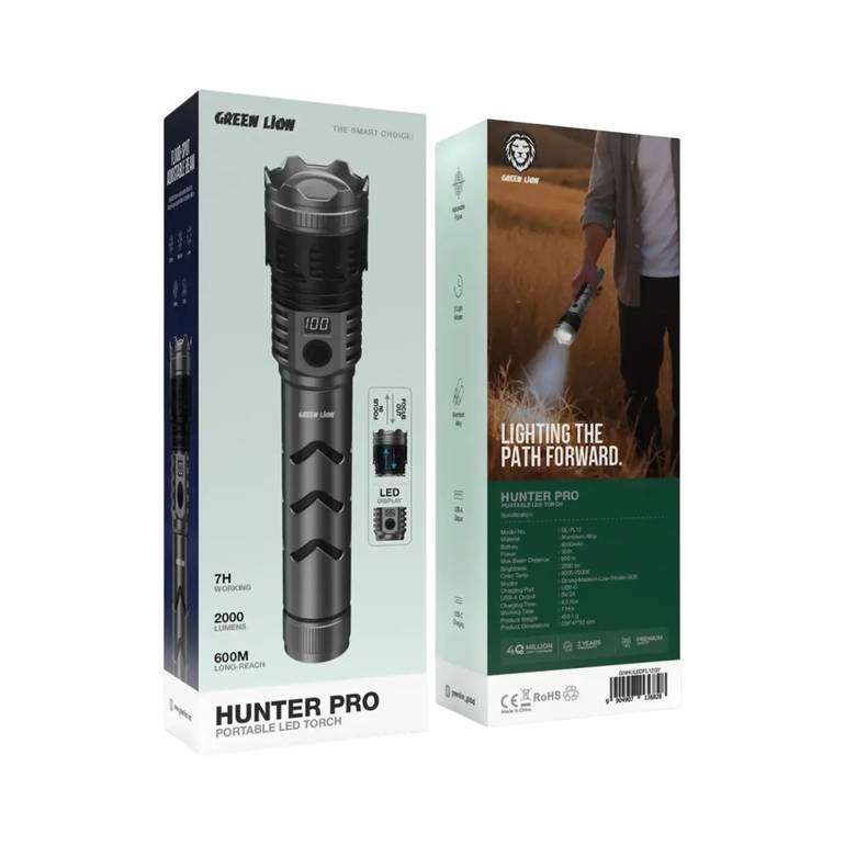 Green Lion Hunter Portable LED Torch 5000mAh | 2000 Lumens - Linkphones Center
