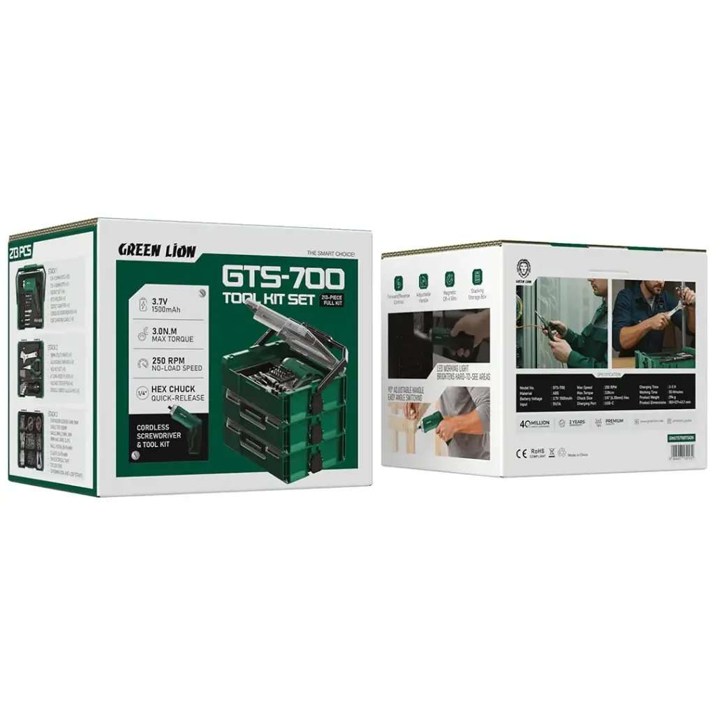 Green Lion GTS-700 Tool Kit Set - 213 Pieces- 3.7V 1500mAh - Linkphones Center