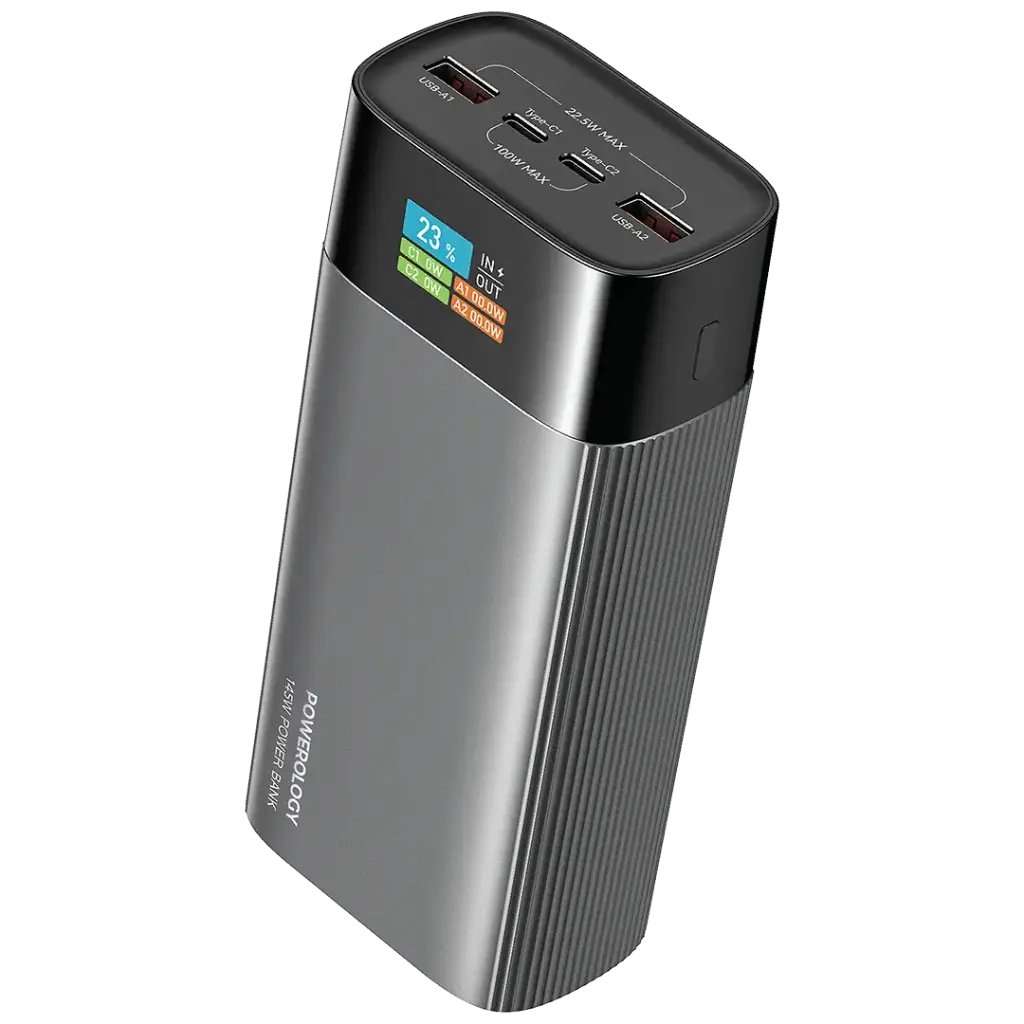 Powerolgy VoltEdge 145W 40000 mAh Powerbank With TFT Display - Linkphones Center