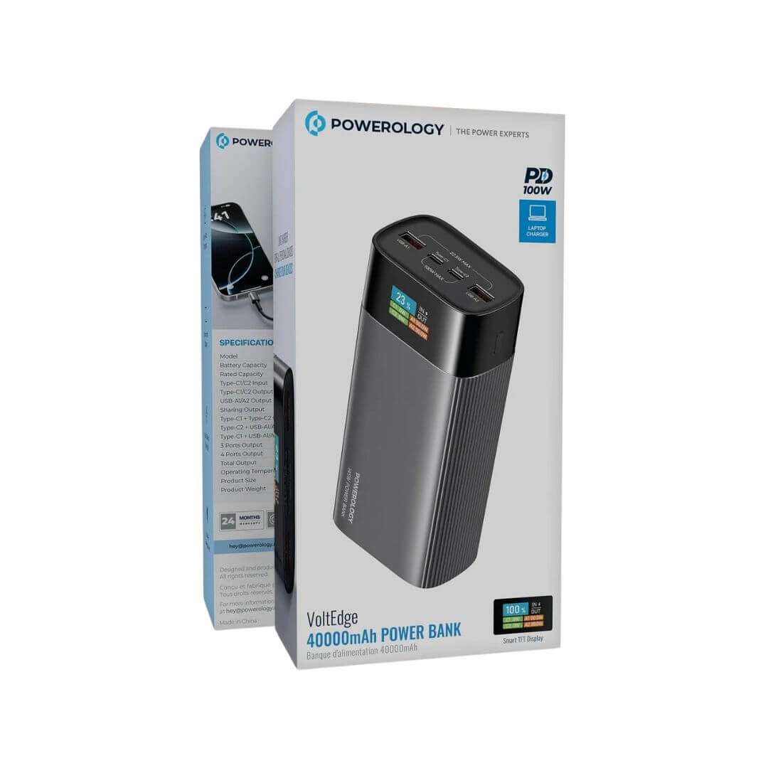 Powerolgy VoltEdge 145W 40000 mAh Powerbank With TFT Display - Linkphones Center